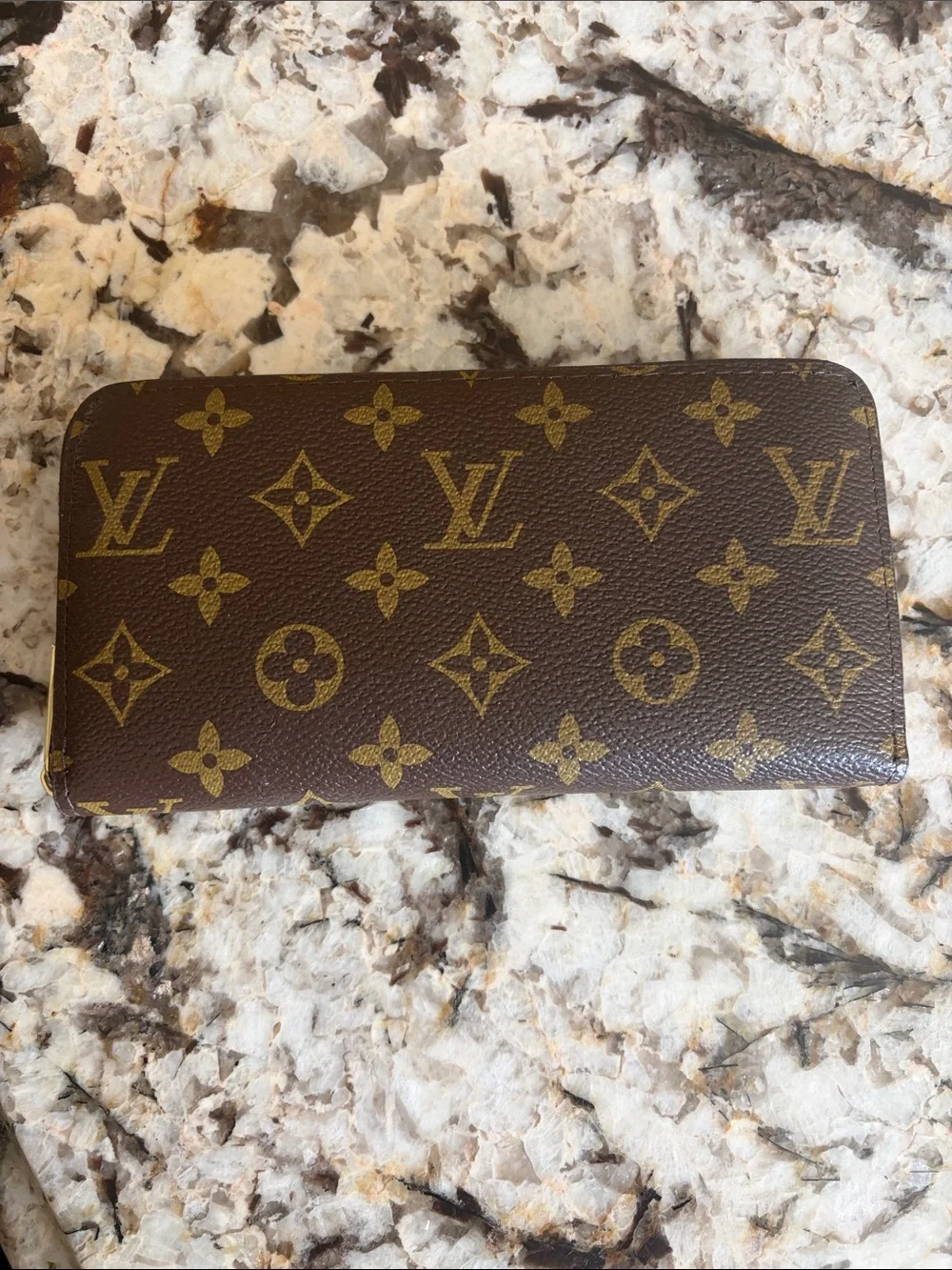 Louis Vuitton Monogram Canvas Zip Wallet in Brown and Gold